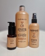 ZESTAW KERATIN THERAPY SZAMPON OLEJEK MGIEŁKA Rewit. i Wygł. FARMASI 