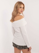 Ecru przylegający sweter hiszpanka w prążek