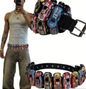 Pasek do spodni Autka Resoraki Race Car Belt Streetwear Cyber Y2K 2000s