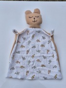 Przytulanka muślinowa pieluszka tetra miś, wyprawka, usypiacz chrzest