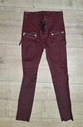 Balmain spodnie skóra burgund bordo r. 26 XS S