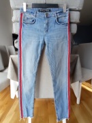 Zara 36 jeansy ze wstawka czerwono-białą