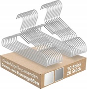 Wieszaki na ubrania metalowe pojedyncze srebrne 10 szt