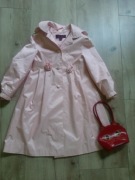 Różowy-perlowy płaszczyk z dużym kapturem,Rothchild, rozm.122/127 cm, CUDO!