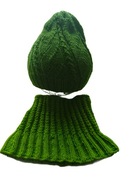 Czapka i komin robione na drutach - 100% Akryl - PIĘKNE WYKONANIE I JAKOŚĆ!