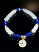 BRANSOLETKA TALIZMAN OKO CYRKONIE CHARMS JADEIT LAPIS LAZULI HEMATYT