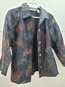 Jedwab naturalny koszula haftowana liście kolory ziemi french laundry 