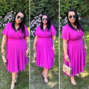 Elegancka sukienka midi fuksja 