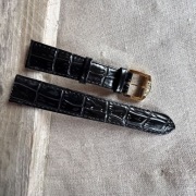 Pasek do zegarka 18mm skórzany Roamer gruby czarny złota klamra