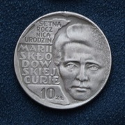 10zł Setna rocznica urodzin Marii Skłodowskie Curie 1967 r.