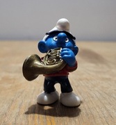 Schleich smerf smurf z trąbką orchiestra figurka model wycofany z 2001 r.
