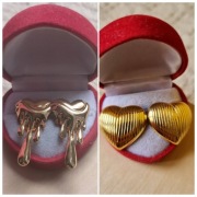 2 pary kolczyki serca serduszka kolor złoty wkręty sztyfty stal okazja