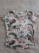 Szara kolorowa bluzka w kwiaty kwiatki liście H&M 146 - 152 jak nowa