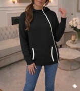 Czarna bluza sweterkowa z kapturem New Look