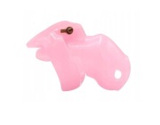 RÓŻOWY MAŁY PAS CNOTY CHASTITY CAGE 4 ORINGI  S