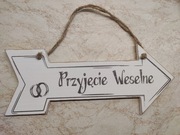 Drewniany napis Przyjęcie Weselne