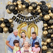 girlanda balonowa 60 urodziny złote czarne kompletny zestaw z pompką