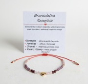 BRANSOLETKA SZCZĘŚCIA czerwona nitka z kamieniami naturalnymi AMULET 
