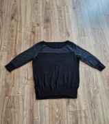 swetr czarny Next rozm 40/42 L/XL brokat rękaw 3/4