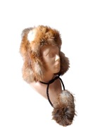 CZAPKA DZIEWCZĘCA Z LISA RUDEGO Z USZAMI I POPONAMI