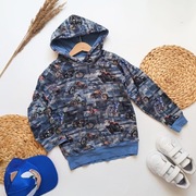 Bluza z kapturem 134 w motory żużel sportowa niebieska kaptur motor