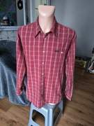 Wrangler koszula męska w kratkę XL długi rękaw burgund czerwona bawełna 