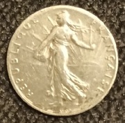 50 centymów Francja Siewczyni srebrna moneta z 1916 r.