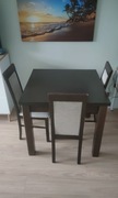 Stół wenge 90x90 solidny,drewniany, rozkladan i krzesła.