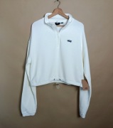 biała bluza vans damska l oversize cropped logo off the wall