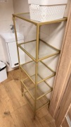 Szklany regał złoty /złote detale STAN IDEALNY