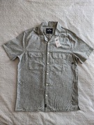 Nowa zielona khaki elegancka lniana bawełniana koszula Hollister S