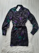 ZARA piękna sukienka satynowa czarna XS 34