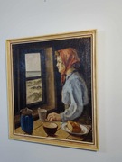 Stary obraz na płótnie sygnowany portret 