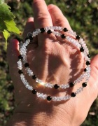 Naszyjnik ochronny amulet, czarny obsydian i kryształki 