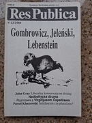 Res Publica nr 27 (9-12/1989) Jeleński, Gombrowicz, Lebenstein; John Gray