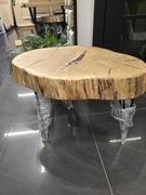 Stolik dębowy lity, czarne nogi