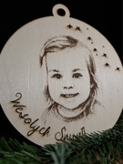 Bombka z Twoim zdjęciem drukowanym na drewnie