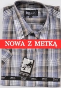 Koszula męska szara w kratkę na krótki rękaw kołnierzyk 40/41