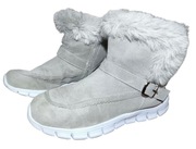 Szare Buty śniegowce na zamek z futerkiem 39 (25 cm) niewiele noszone