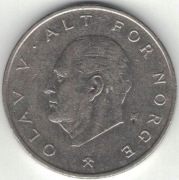 Norwegia 1 korona krone 1976 - 25 mm - nr 3