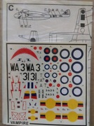 Kalkomania de Havilland Vampire 1/72