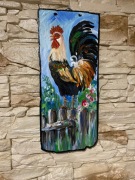  Obraz ręcznie malowane na łupku kogut 2