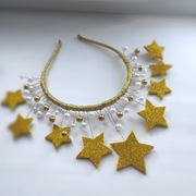 Opaska z gwiazdami złotymi – świąteczna opaska na głowę, kosmiczna opaska