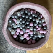 Misioo pluszowy basen z piłkami, jasny róż, okrągły