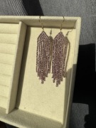 Kolczyki z koralików handmade boho vintage liliowe Preciosa szklane koralik