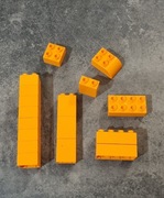 Lego Duplo klocki 3szt 2x4, 9szt 2x2, 4szt 2 wys 1szt dach pomarańczowe 
