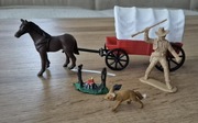 Wóz konny westernowy PRL figurka kowboj lis ognisko guma koń powóz vintage