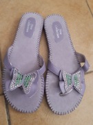 Japonki SKÓRA NATURALNA FIOLET  damskie 40 newcollection