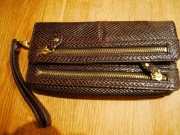 Fuerdanni portfel damski duży brązowy skóra węża