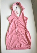 sukienka różowa jasnoróżowa letnia krótka dopasowana nowa halter boohoo XS